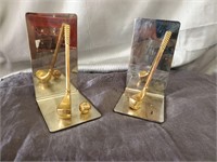 Gold Stainless and Brass Book Ends