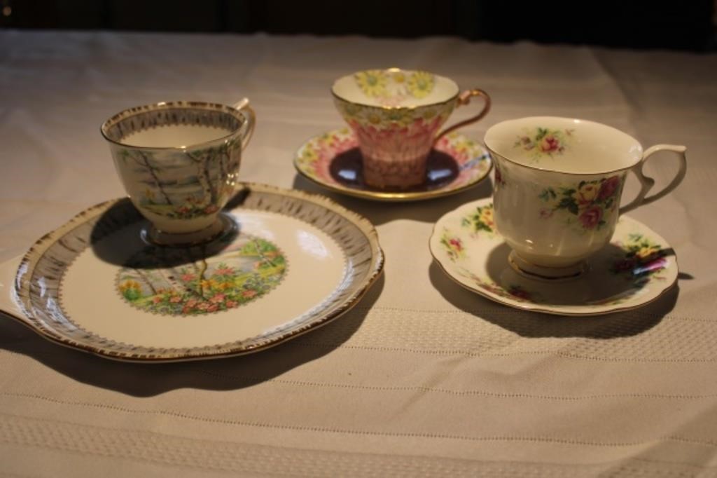 3 Cups & Saucers incl Royal Albert, Aynsley