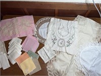 Colored table linens and vintage linens