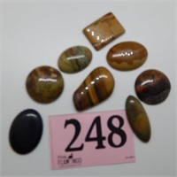 ASSORTED CABOCHON POLISHED ROCKS, 8 PIECES