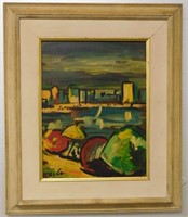 Carlo of Hollywood Mid Century Cityscape Beach Art