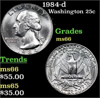 1984-d Washington Quarter 25c Grades GEM+ Unc