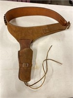 Leather tiedown holster and belt. Looks like