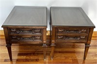 PAIR OF QUALITY OAK END TABLES 20 X 26 X 21 INCHES