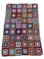 Handmade Crotchet Blanket Multicolored Squares