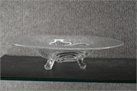 Vintage Clear Glass 3 Footed Bowl w/ Etching