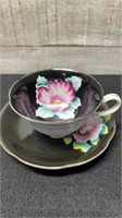 Vintage Japan Black Orchid Cup & Saucer