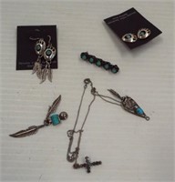Sterling silver and turquoise jewelry including