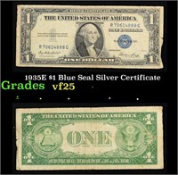 1935E $1 Blue Seal Silver Certificate Grades vf+