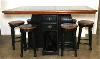 Modern Pub Height Table with Six Stools