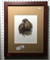 Bird Ink & Watercolor Framed Art