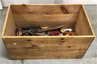 Wood crate with tools