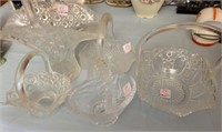 (5) CRYSTAL BASKETS - VARIOUS PATTERNS - ONE IS MO