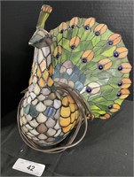 Stained Glass Tiffany Style Peacock Lamp, Light.