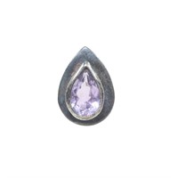 Sterling silver bezel set pear cut amethyst