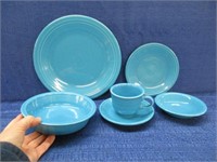 6pcs teal fiesta: dinner plate-bread plate-bowl-