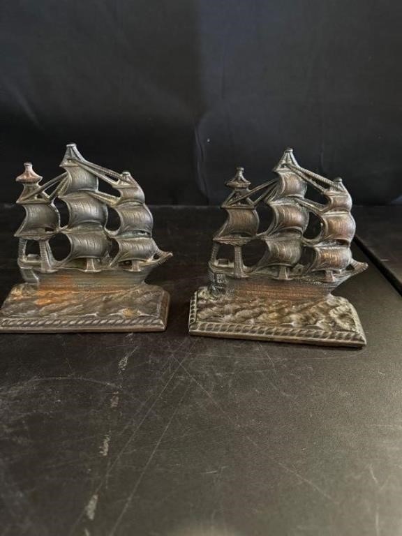 Cast Iron Sailing Ship Bookends