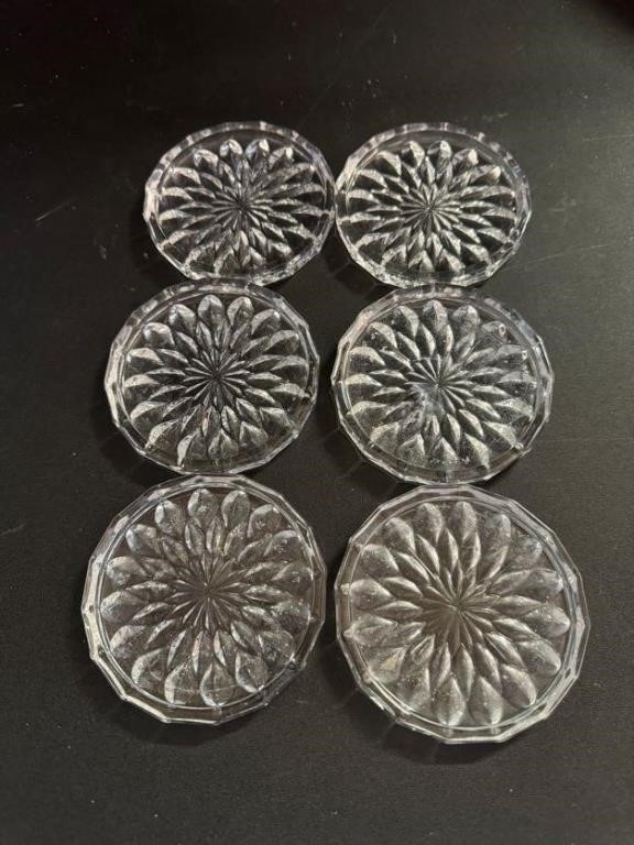 Vintage Cut Crystal Wine Glass Coaster Set