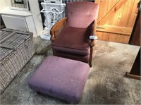 Fabric Arm Chair & Foot Stool