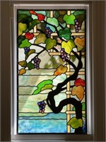 Custom Grapevine Scenic Stained Glass Panel