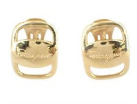 Ferragamo Gold Tone Clip On Earrings