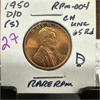 1950-D/D WHEAT PENNY CENT RPM-004 UNC