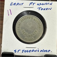 EARLY FORT WORTH TOKEN ST JODEPHS HOSPITAL