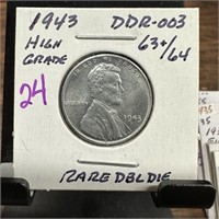 1943 STEEL WHEAT PENNY CENT DOUBLE DIE DDR-003