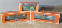 3 Lionel Train Cars - BN two Bay Hopper, BN Standa