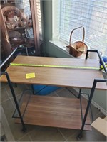 WOOD AND METAL ENTERTAINMENT CART