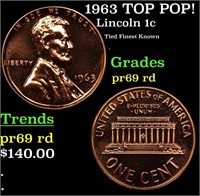 Proof 1963 Lincoln Cent TOP POP! 1c Graded pr69 rd