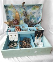 Vintage Jewelry Box w/ Contents Costume Jewelry