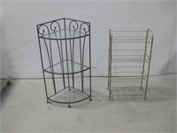 Vtg Metal Corner Shelf & Metal Rack See Info