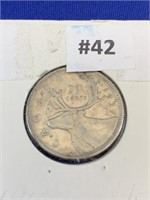 1937 Canada Silver 25 cent piece