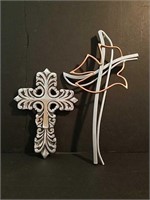 Silver and Copper Colored Cross Decor.
