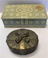 2 Metal trinket boxes 
Oval shape 5” L x 3.5” W