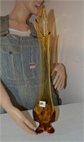 Beautiful vtg amber Swung Vase ~ L.E. Smith?