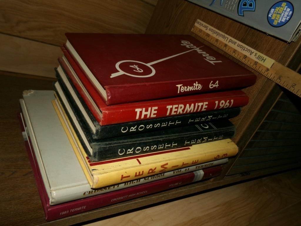 Seven Old Crossett Yearbooks