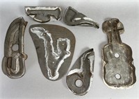 6 tin figural cookie cutters ca. 1890-1920; all