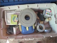 BOX LOT OF PAINTING SUPPLIES AND TAPE