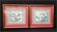 Pair of signed "Maddy" 3D Asian wall art, in