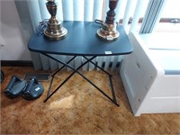 Folding Table. Approximately 26"x18"x24". Lamps