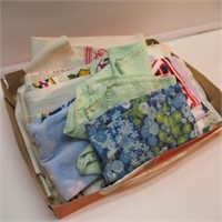 TRAY OF ASSORTED LINENS INCLUDING HAND