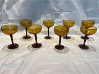 Vintage Amber Mixed Drink Glasses