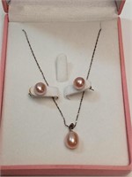 OF) 925 sterling silver necklace and earring set