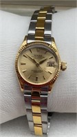 Rolex 18k automatic fluted bezel dayjust oyster