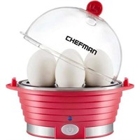 Chefman Electric Egg Cooker  6 Eggs  BPA-Free  Red