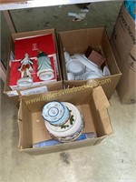 Three boxes of figurines, dishes in China