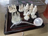 Nativity scenes and punch little on serving tray