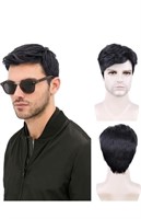 (New) Creamily Mens Wig, Black Short Curly Hair